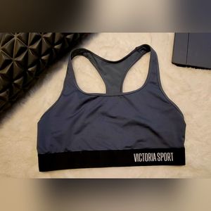NWOT Victoria Secret The Player Gray Blue Racerback Sports Bra Size Medium